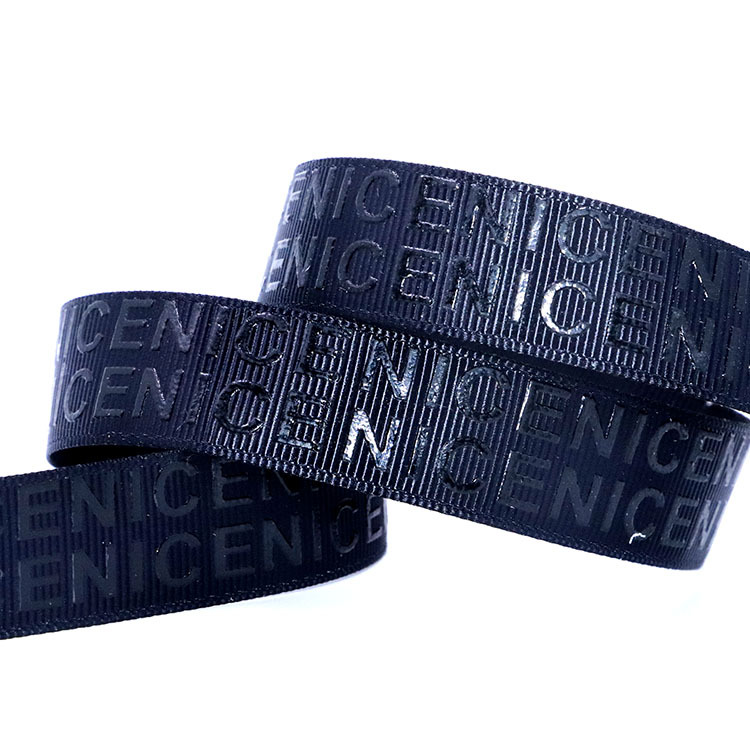 Picture of Make 2.5cm Printed Webbing with Foam Embossed Black Threading, Suitable for Gift Packaging, Thick Version Webbing