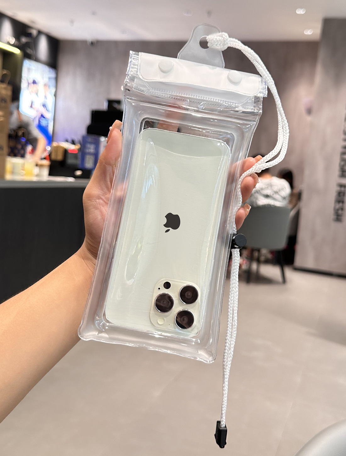 Picture of Cross-border Three Sealed Mobile Phone Waterproof Bag with Touch Screen, Swimming Air Bag, Rafting Halter, Waterproof Mobile Phone Case, Transparent