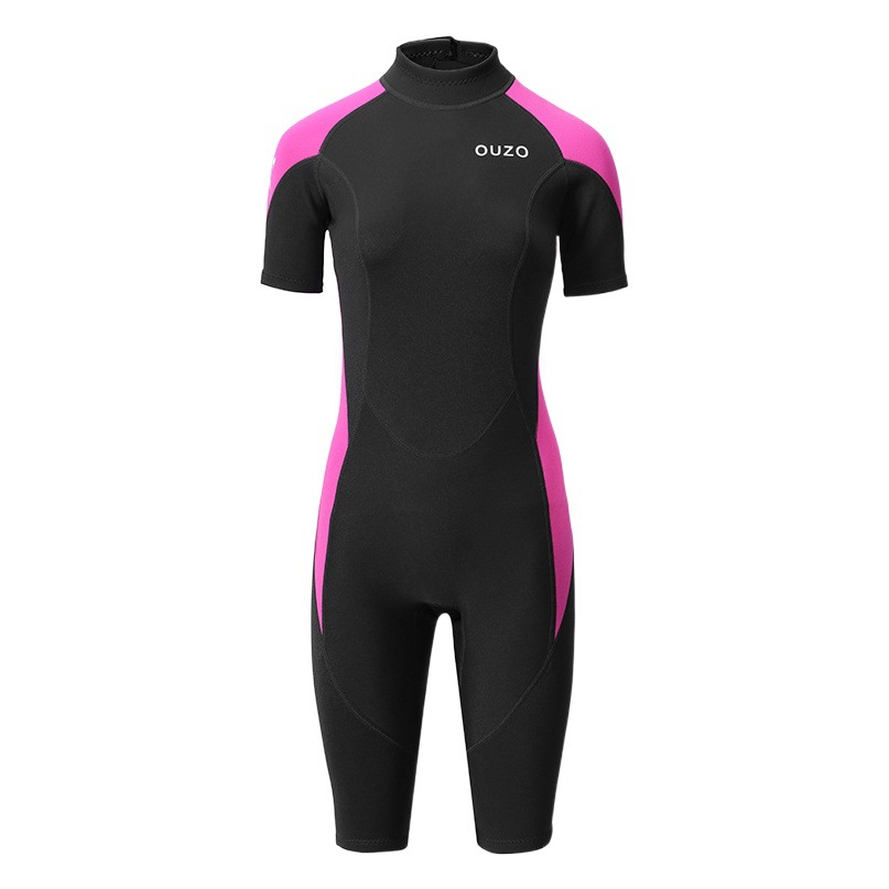 OUZO new 1.5mm diving suit women's short sleeve shorts one-body diving suit sunscreen cold warm surfing suit