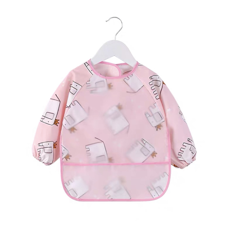 Picture of Baby Eating Smock Waterproof and Anti-Dirty Little Girl Bib Kidsren's Long-Sleeved Reverse Dressing Autumn and Winter Baby Male Protective Clothing