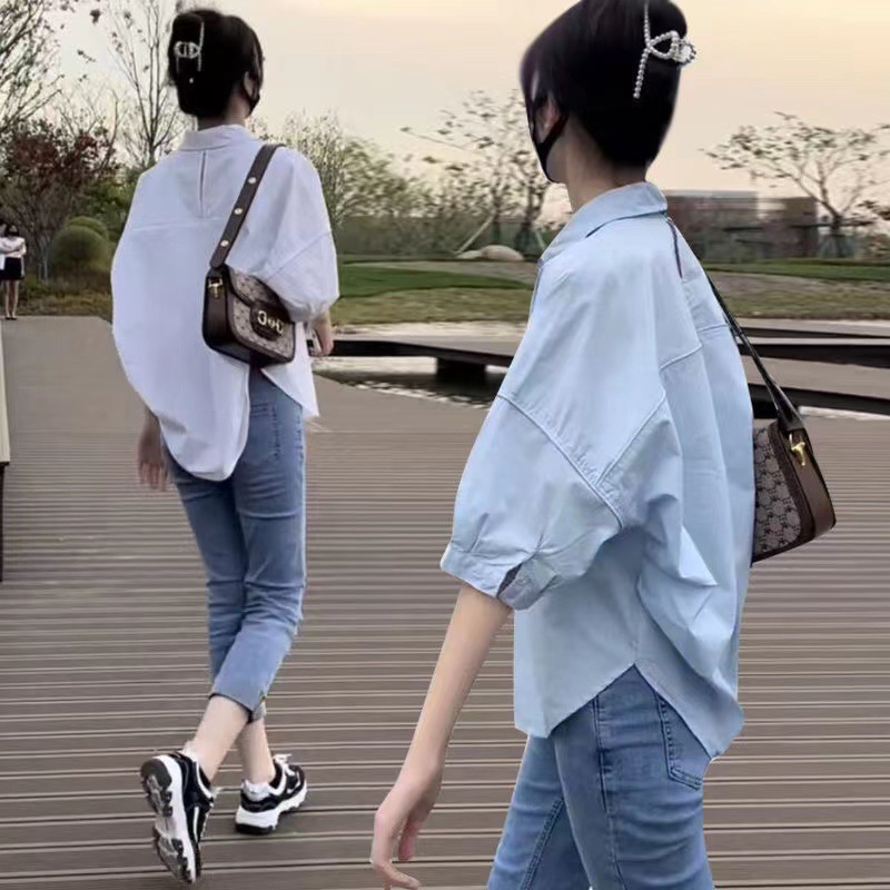 White Short-sleeved Shirt Women's Summer 2024 New Style Shirt Chic Pretty Small Shirt Loose Top with Niche Design