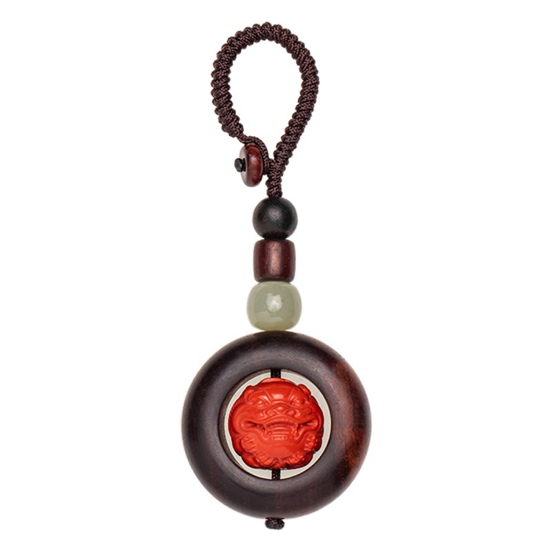 High Content Cinnabar Raw Stone Rosewood Red Sand Natal Buddha Car Keychain Men and Women Pendants Wholesale
