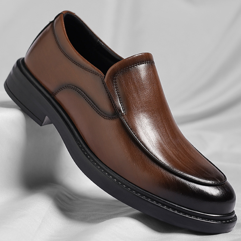 Leather shoes men's 2024 new formal leather shoes black British trend a pedal suit shoes a generation of hair