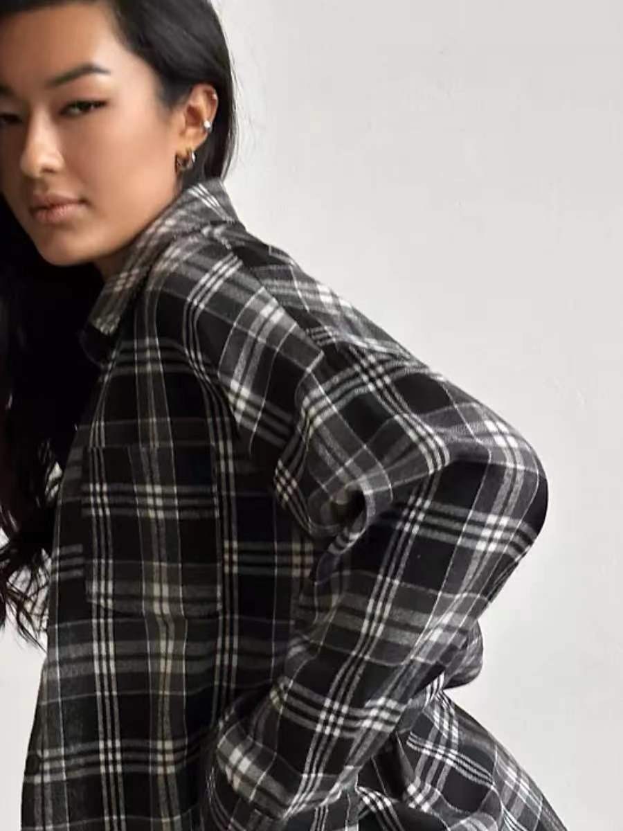 Picture of 2024 Spring and Autumn Amazon OZON Cross-border Retro Style All-match Loose Shirt * Fashion All-match Plaid Shirt Women