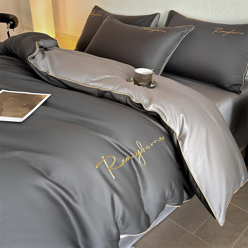 Picture of Advanced Sense 60 Light Luxury Long-staple Cotton Cotton Bed Four-piece Cotton Embroidered Quilt Cover 100 Cotton Bed Sheet Mattress 3