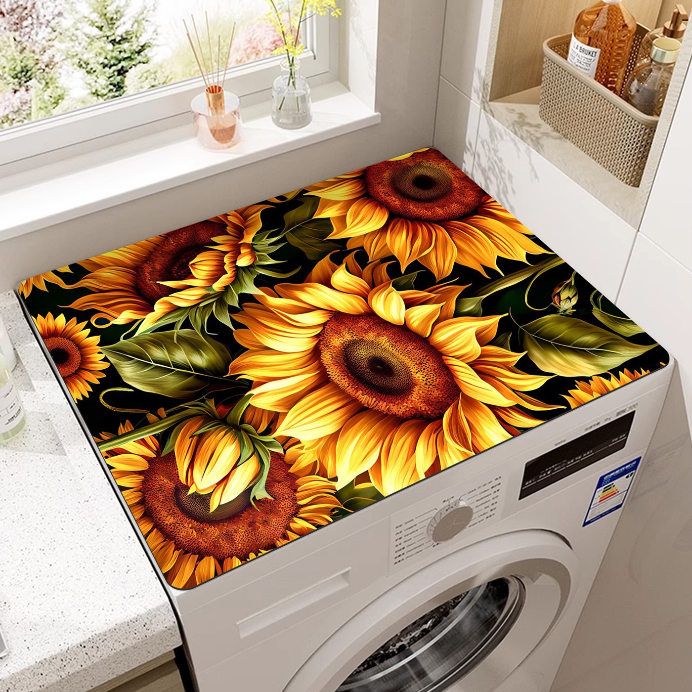 Cross-border temu sunflower diatom mud washing machine pad refrigerator dust cover pad Amazon generation wholesale waterproof pad