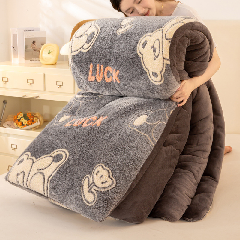 Picture of Lamb Velvet Quilt Winter Quilt Milk Velvet Coral Velvet Spring & Fall Quilt Student Dormitory Single Quilt Quilt Core Does Not Shed Lint