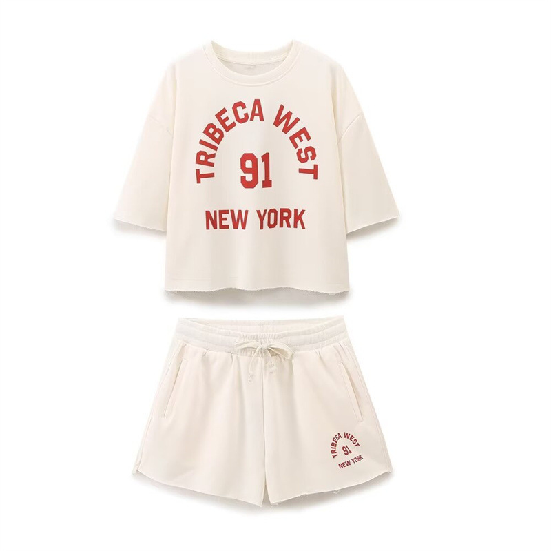 SAW AliExpress Independent Station European and American Style Women's Fashion Casual Short Sleeve Printing Flannel Wear Shorts 3253804
