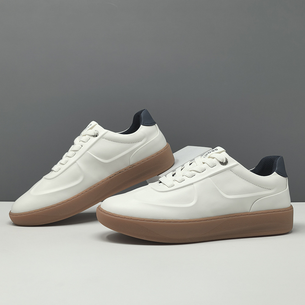 Genuine Leather Sneakers for Men, Trendy and Versatile Shoes, European Men's Shoes, White Shoes, Accessible Luxury Embossed Classy Casual Shoes for Men