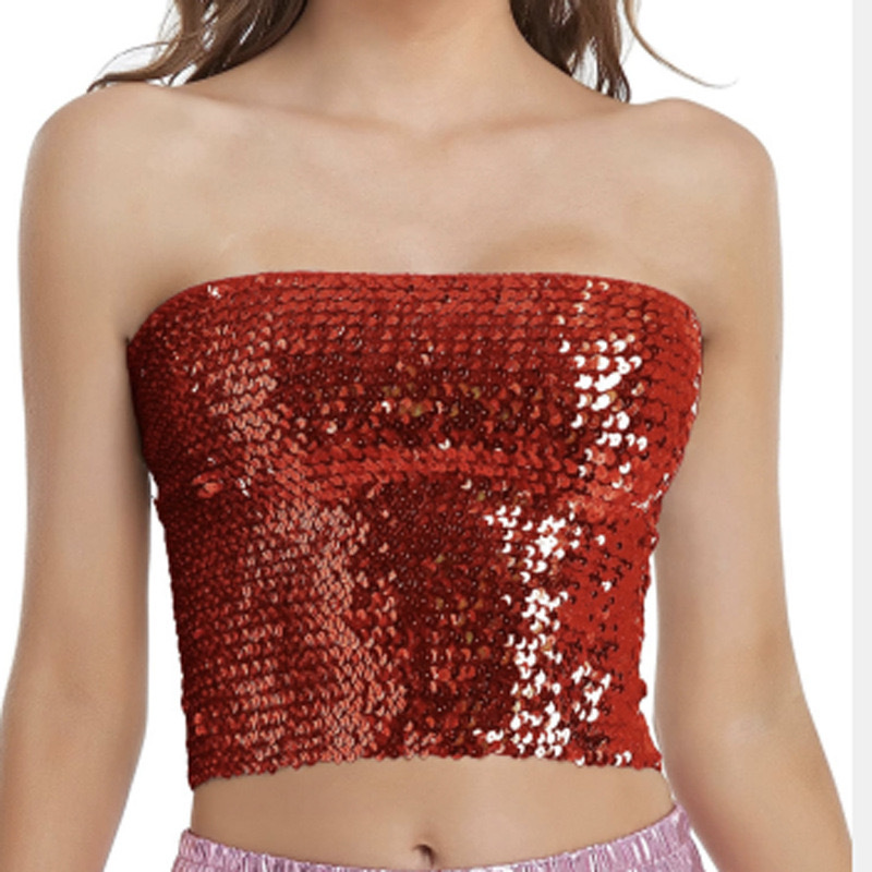 Picture of European and American sequins wrapped chest DS costume party performance tube top Amazon explosion top cross-border women's top