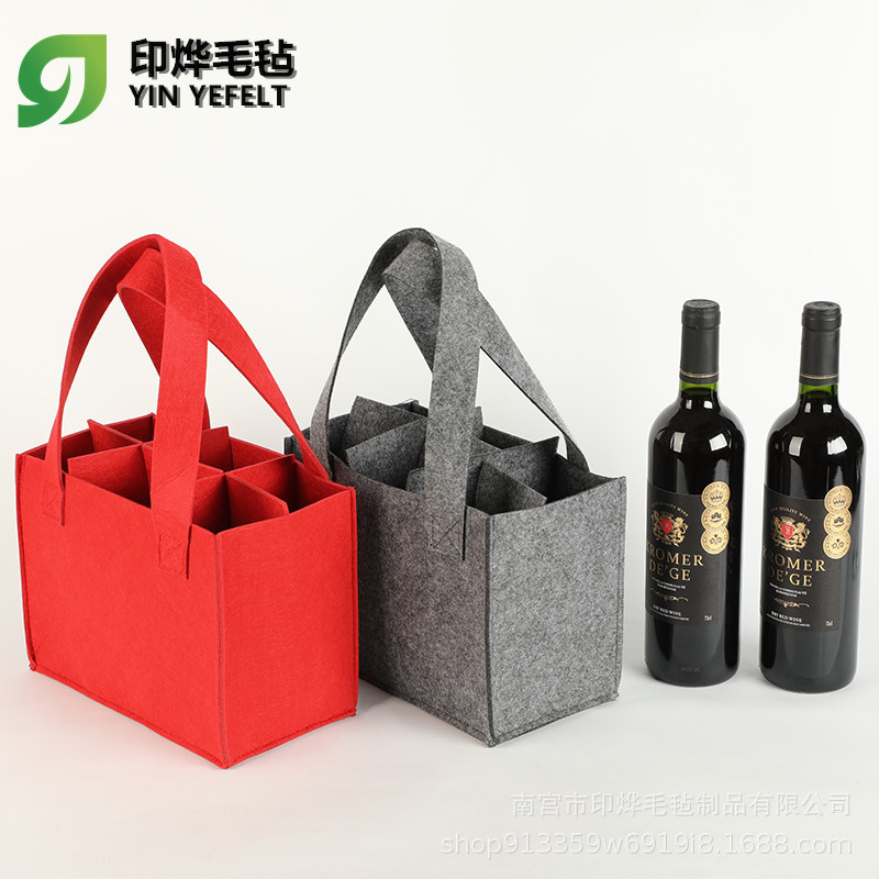 Christmas, New Year, Mid-Autumn Festival Red Wine Gift Packaging Bag, Multiple Wine Non-Woven Handbags, Felt Red Wine Bag