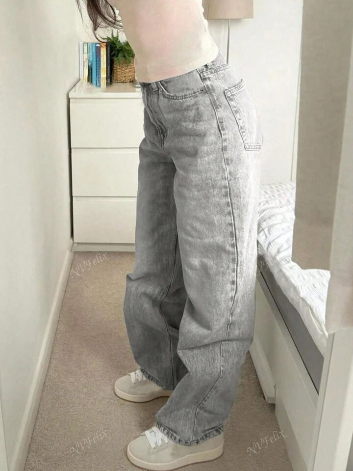Picture of Amazon European and American Style Cross-Border 2025 Spring New Versatile Drapey Lazy Straight Loose High-Waisted Wide-Leg Pants