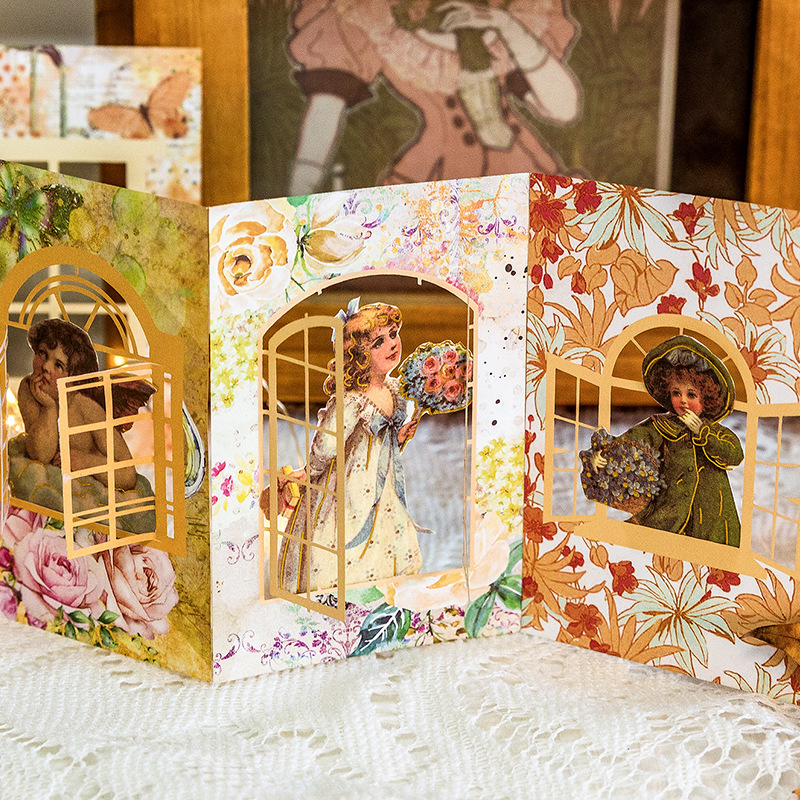 Mo ink material paper dream flower window series hollow flower window hand account decoration material 10 into 6 options