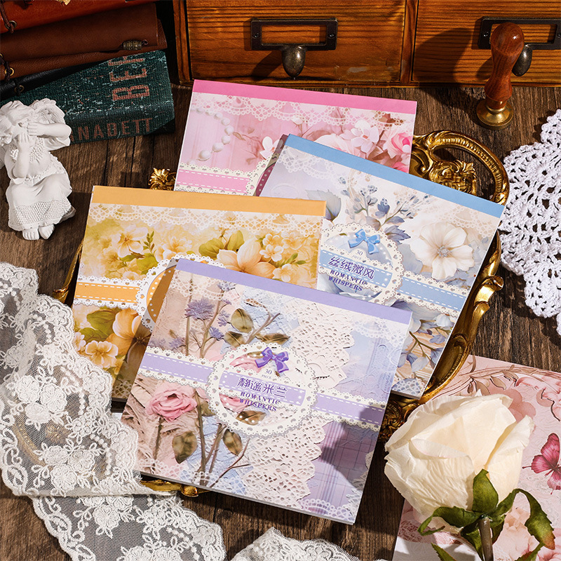 AMBen romantic secret material paper book Vintage pattern background decorative stickers non-adhesive collage note book