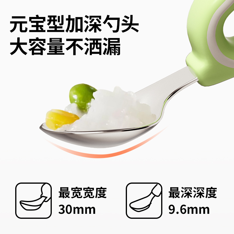Picture of Baby self-eating spoon learning to eat training Spoon one-year-old special fork baby rice spoon children eating ingot spoon