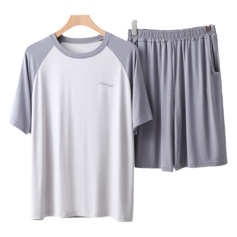 Summer New Men's Raglan Stitching Modal Cotton Short-sleeved Shorts Pajamas Suit Thin Casual Large Size Home Clothes
