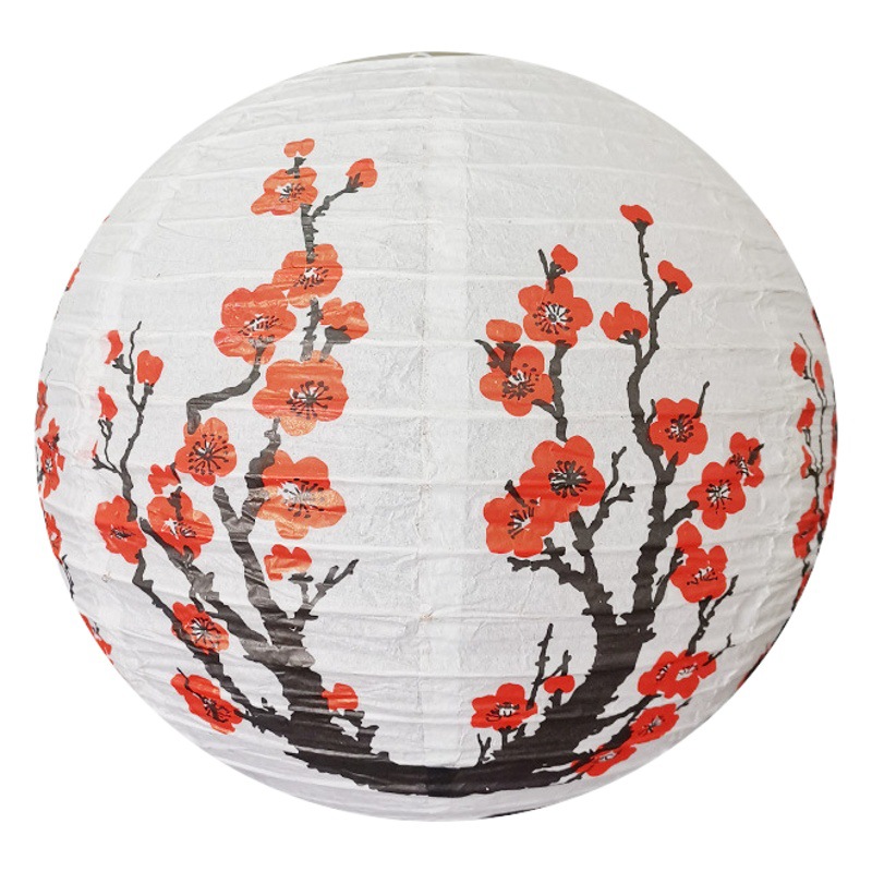 Plum Blossom Paper Lantern Mid-Autumn Festival National Day Spring Festival New Year Antique Lantern DIY Kindergarten Round Cherry Blossom Lantern Decoration