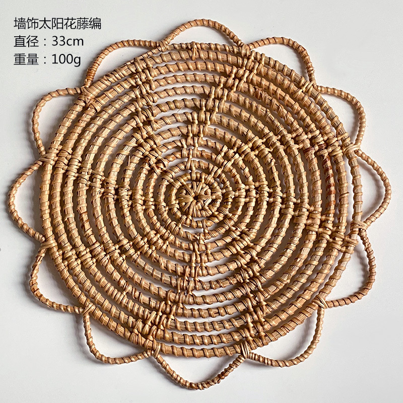 Picture of Nordic handmade Rattan woven bed & breakfast Wall pendant decoration European style living room entrance home wall hanging Rattan