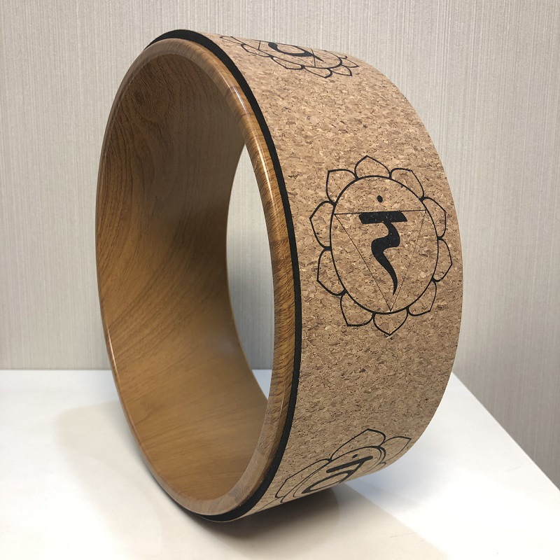 Picture of Cork Yoga Wheel Backbend Equipment Printed Yoga Circle Material for Pregnant Women Parent-Child Assisted Backbend Parent-Child Yoga