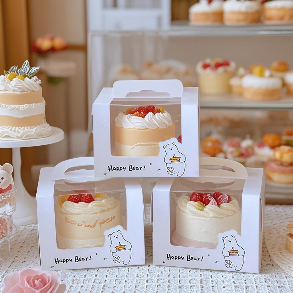Internet Red 4-inch Portable Cake Packaging Box Height Thickened 4/5/6-inch Window Integrated Packaging Mu Si Dessert Box