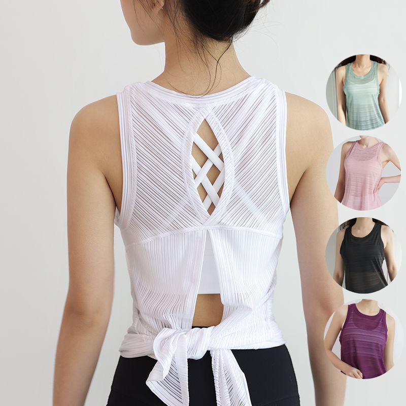 Picture of 2025 New Yoga Wear Vest Women's Quick-Drying Sports Top Beautiful Back Sleeveless Coverall Loose Fitness Wear Cover-Up Women