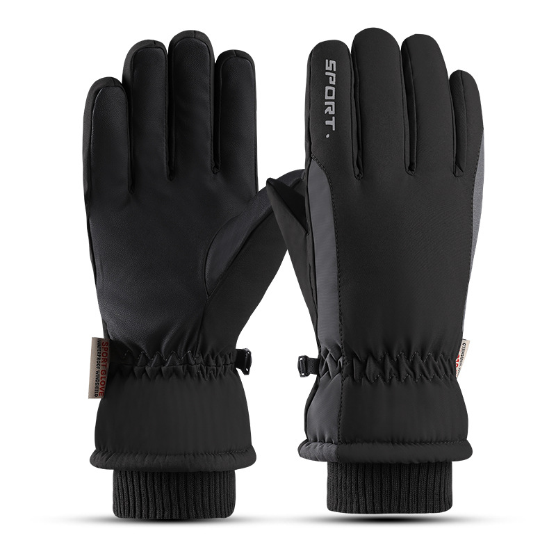 Picture of Cross-border gloves winter men's driving skiing warm fleece-lined sports waterproof cold-proof touch screen riding gloves wholesale