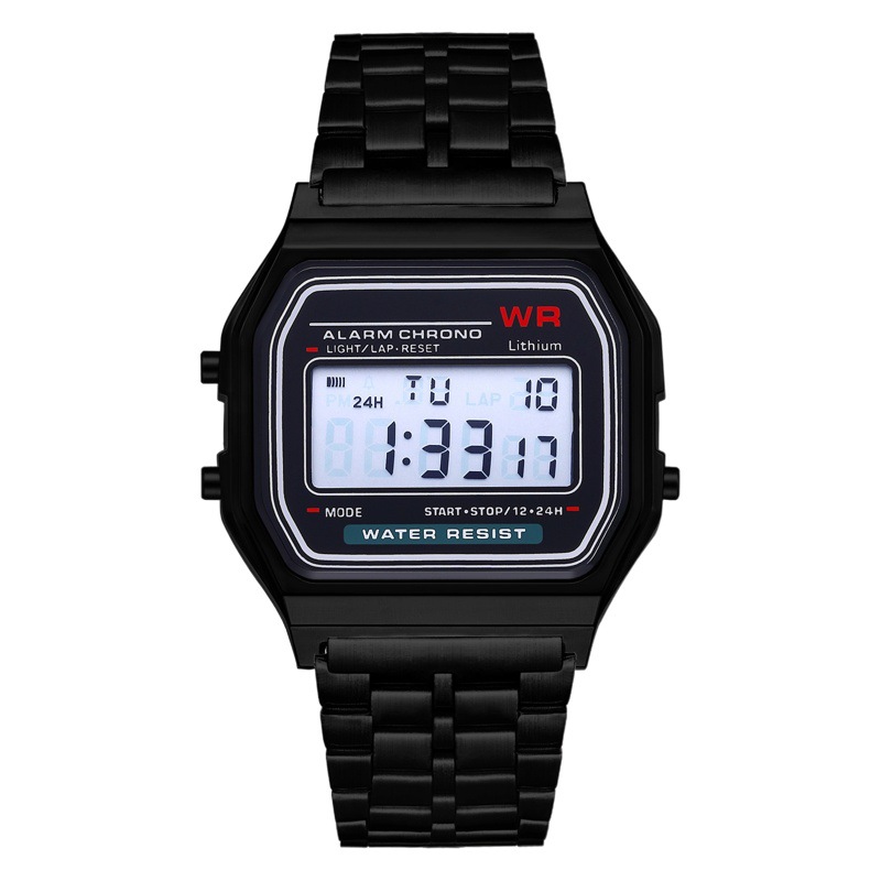 Foreign trade hot LED electronic watch WR F91W steel belt A159 Harajuku style Kakashi watch multi-function watch