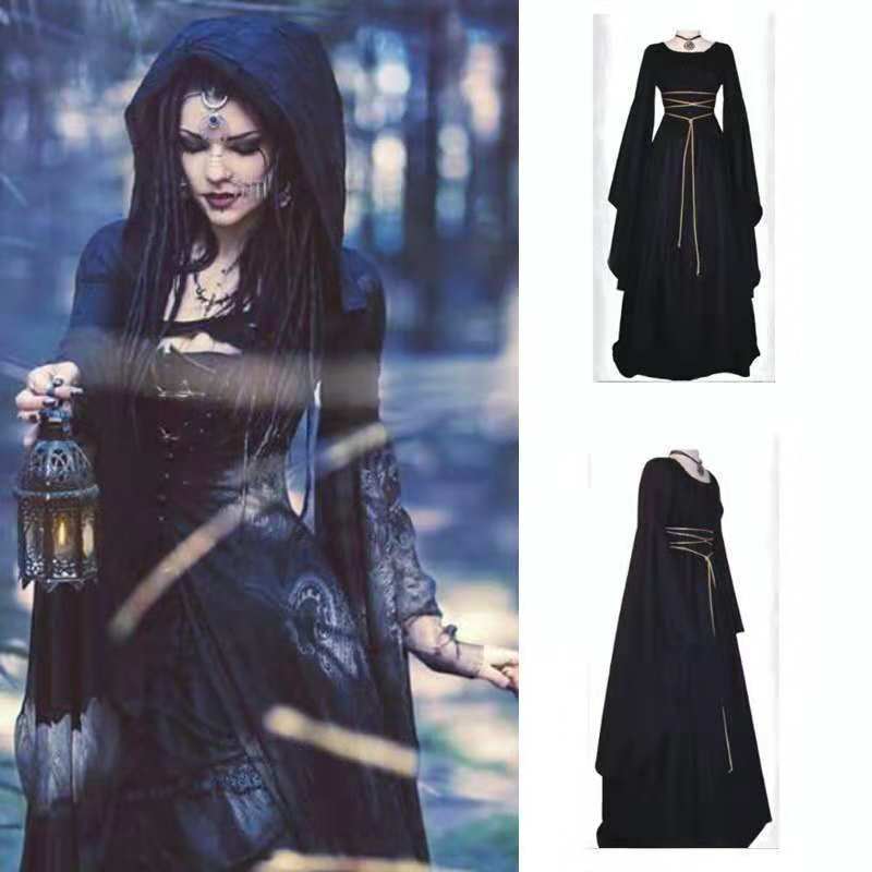 in stock supply long sleeve round neck irregular belt ladies dress Halloween costume a generation of hair