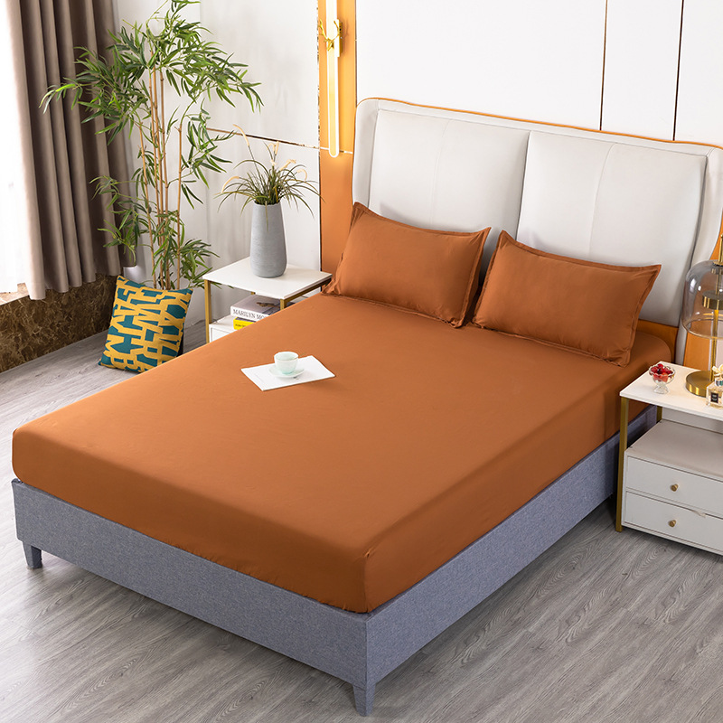 Picture of Bed sheet single-piece fitted sheet all-inclusive bedspread mattress protective cover washed cotton summer maternal and child washed cotton fitted sheet three-piece set