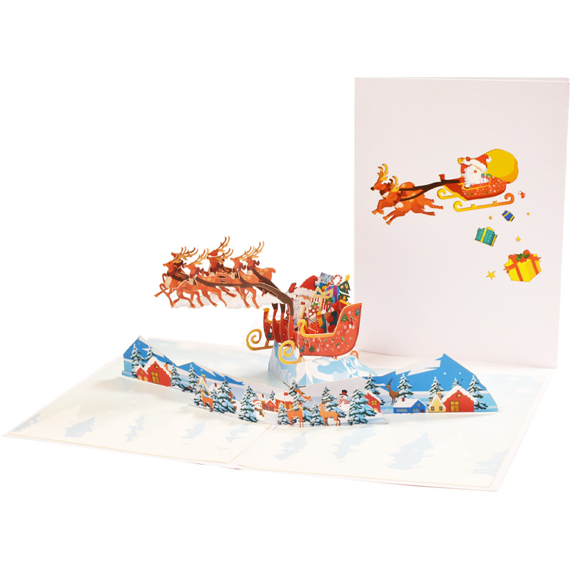 Picture of New Creative Amazon Cross-Border 3D Greeting Card Holiday Greetings Handmade Card Color Printed Christmas Lettering