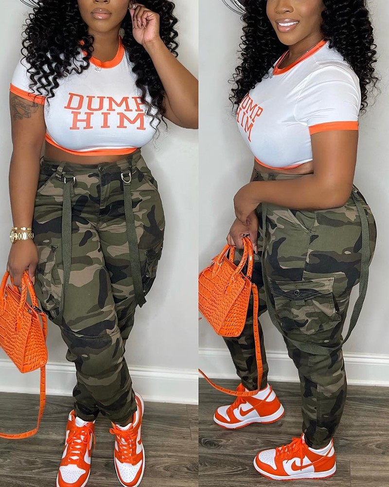 Picture of Cross-border Europe and the United States Amazon new street fashion camouflage Joker toe strap overalls