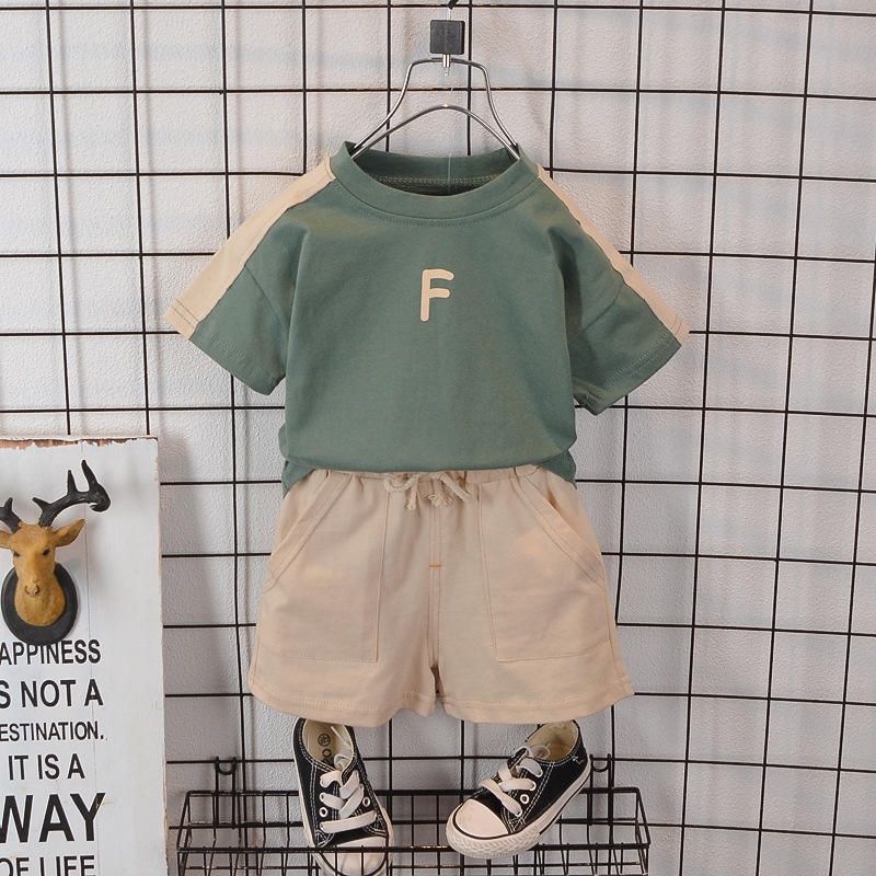 Picture of Boys' Summer Wear suit 2023 New Children's Korean-style Letter Short-sleeved Western-style Shorts Baby's Casual Children's Wear T-shirt