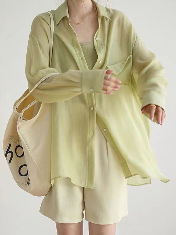 Picture of 2023 New Tencel Sunscreen Shirt Women's Summer Thin Long-sleeved Shirt Jacket Fashionable Design Niche Lazy Style