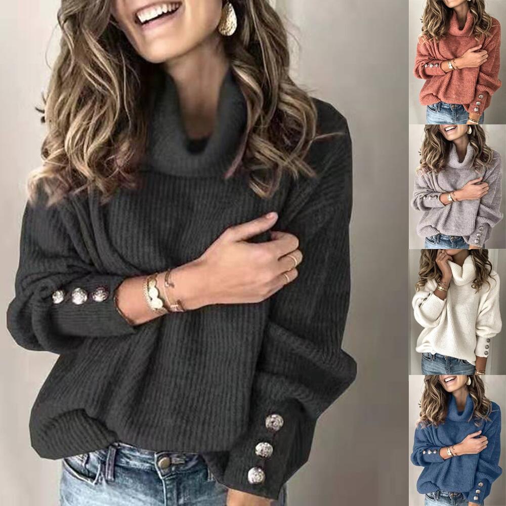 2020wish cross-border autumn and winter Europe and the United States foreign trade women's clothing high collar sweater jacket a large number of in stock