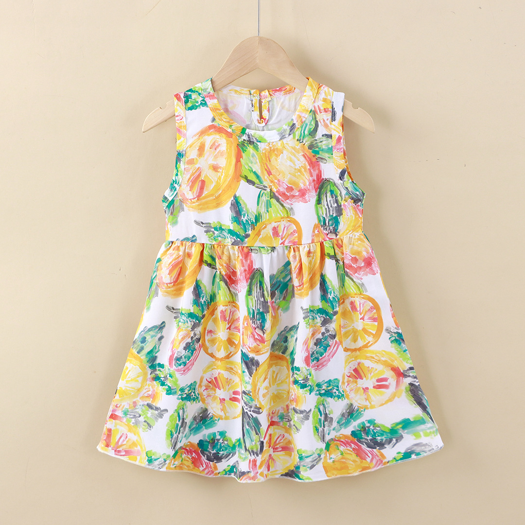 Picture of Girls' Dress Cotton Silk Summer New Style Medium and Large Children's Princess Dress Vest Dress Korean Style Girls' Dress Children's Clothing Wholesale