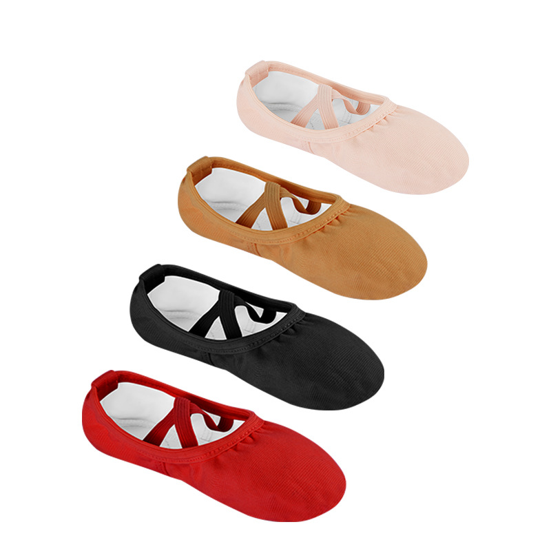 Picture of Children's Meat Pink Dancing Shoes Lace-up Free Dancing Shoes Adult Cat Claw Soft-soled Shoes Canvas Practice Shoes Ballet Shoes