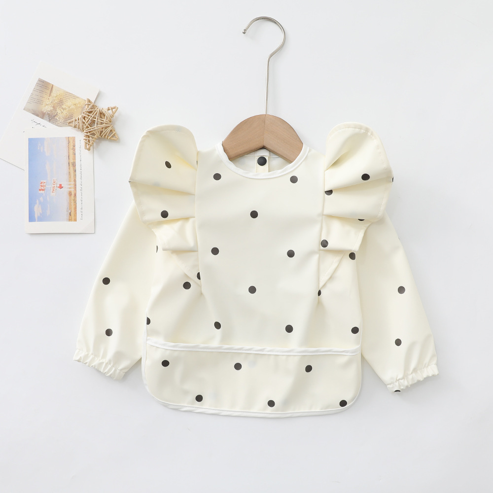 Picture of Danish Children's Overalls Long-Sleeved Wings Eating Clothes Baby Retro-Dressing Baby Soft PU Waterproof Anti-Dirty Feeding Clothes