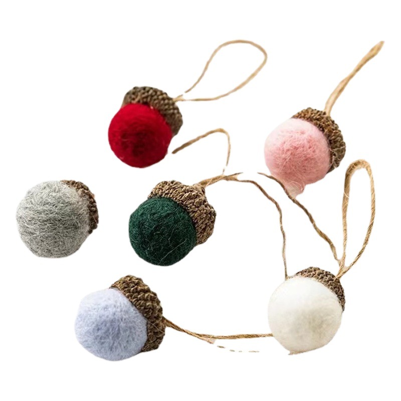 Cross-border wool felt poke oak ball diy decorative material Christmas scene layout Christmas tree pendant