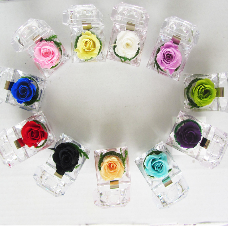 Picture of Eternal Flower Rose Acrylic Necklace Ring Gift Box Stall High-end Valentine's Day Gift Cross-border Wholesale