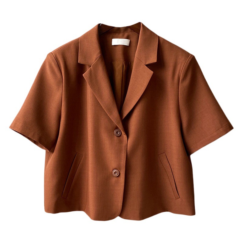 Casual Color Short-sleeved Suit Women's 2023 Summer New Korean-style Loose British-style Elegant Short Top Jacket