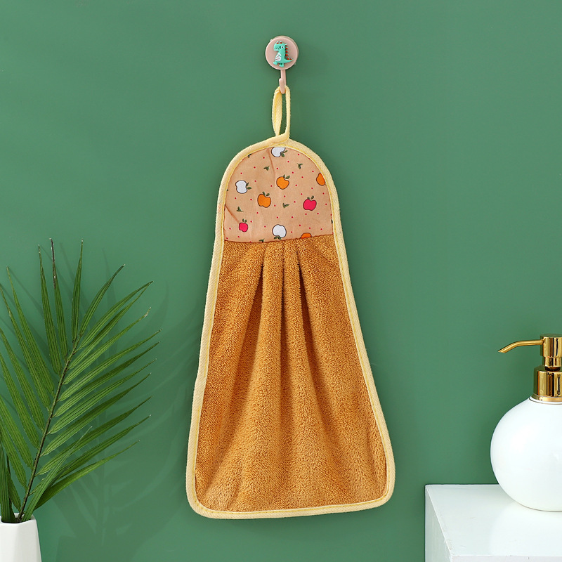 Picture of Coral Velvet Hand Towel Can Be Hung in the Kitchen, Thickened Cleaning Towel, Gift Advertising Towel