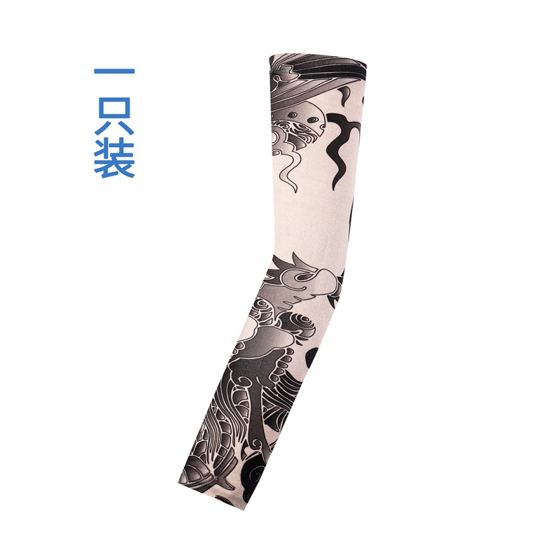 Picture of Flower Arm Tattoo Sleeve Seamless Outdoor Riding Tattoo Sunscreen Sleeve Riding Tattoo Sleeve Optional Color Cross Border