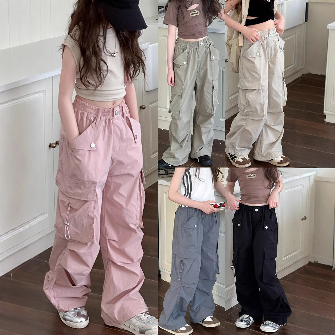 Girls' Casual Overalls Children's Anti-mosquito Pants 2024 Summer New Large Children's Loose Straight Pants Boys' Pants