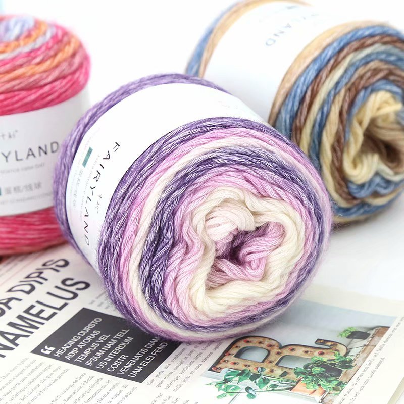 Picture of Cake wool segment dyeing gradient baby children's wool cotton rainbow thread handmade knitting shawl scarf sweater special offer