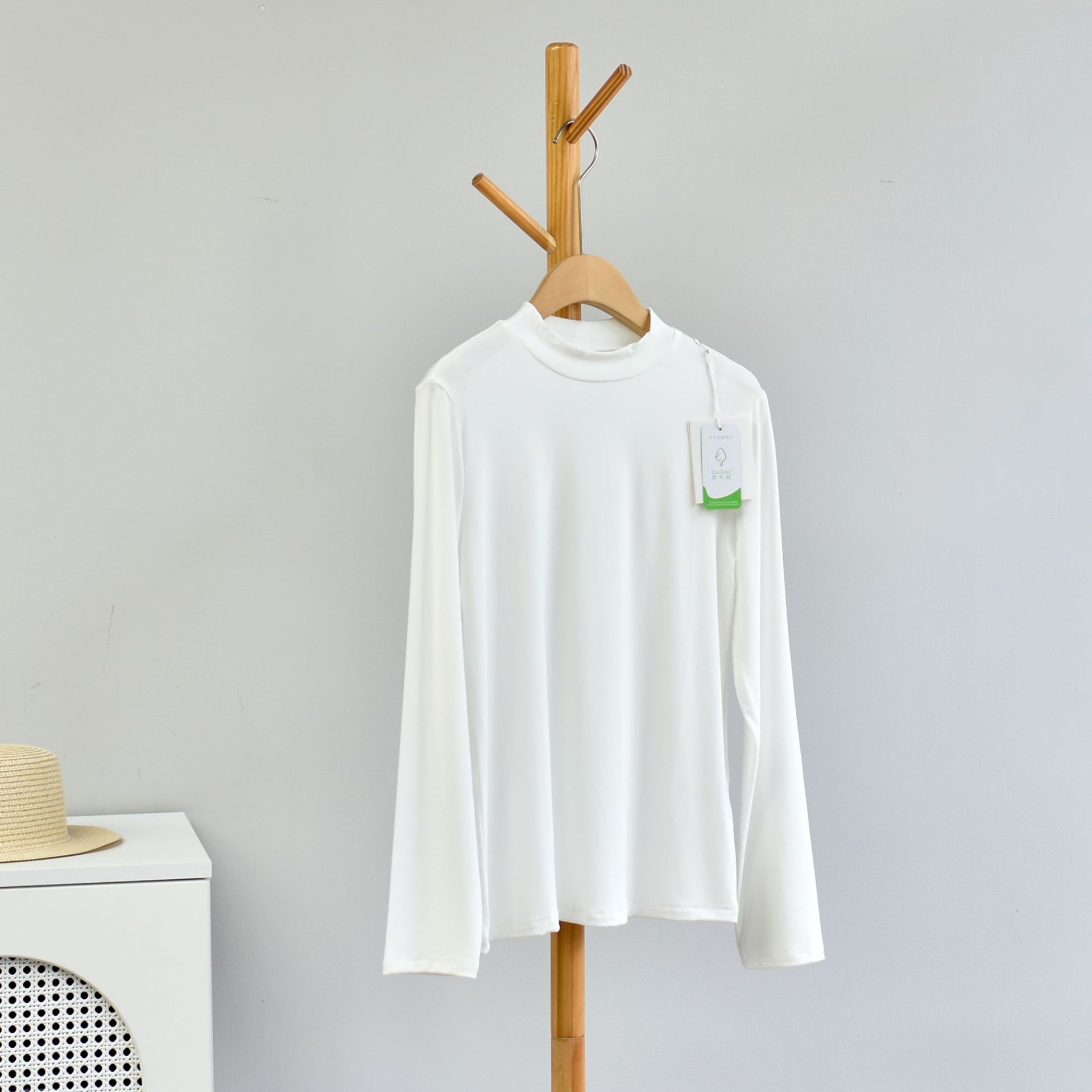 Picture of [Every Shirt with Middle Collar] Autumn Women's Clothing Boutique New Eco Silk Mid-Collar High-Count High-Density Women's Clothing Very Thick Bottoming Shirt
