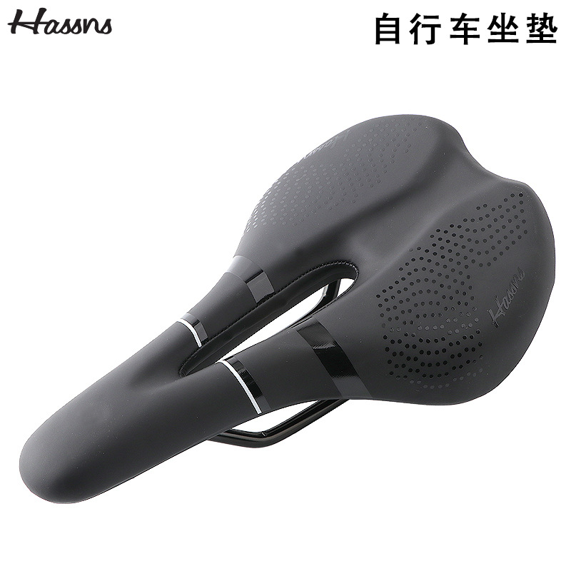 HASSNS Bicycle Cushion Mountain Road Bike Saddle Short Nose Comfortable Hollow Shock Absorbing Seat Silicone Saddle