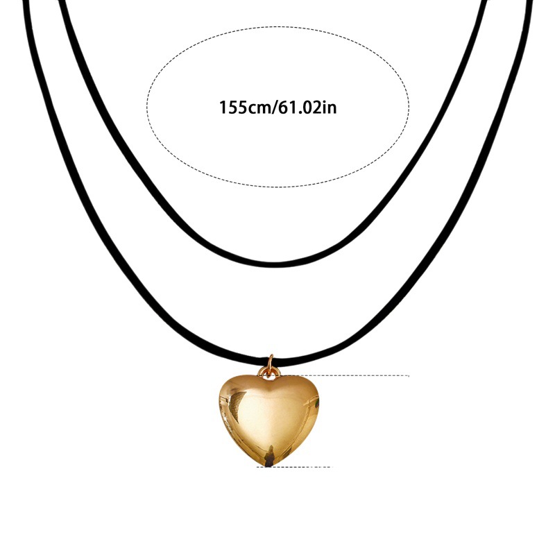 European and American Cross-Border Jewelry Pull-Out Adjustable Korean Velvet Rope Choker Simple Stylish Big Heart Pendant Necklace for Women
