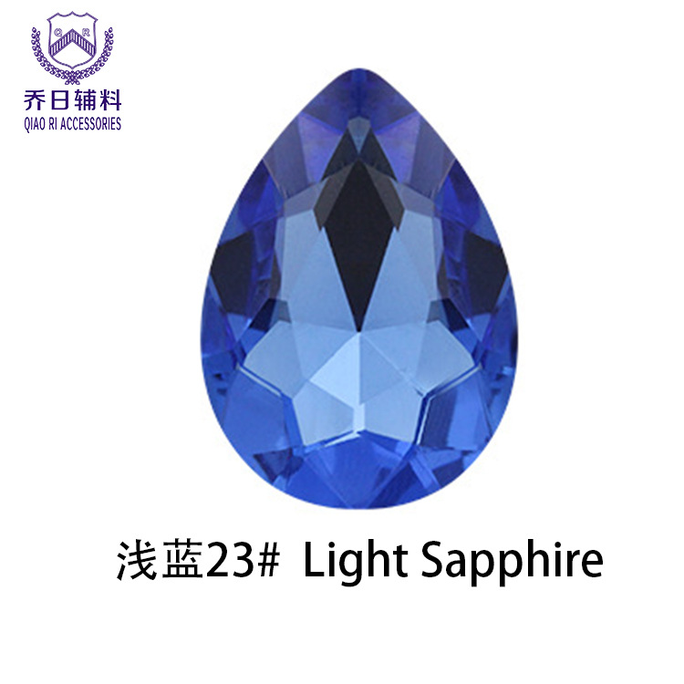 Picture of Factory wholesale 18*25 water drop double hole glass wedding dress diamond diy hair accessories shoes accessories beads in stock