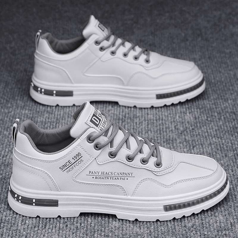 Men's Shoes Breathable White Boots Sports Men's Casual Sneakers 2023 New Autum Leather Shoes Cross-Border Export