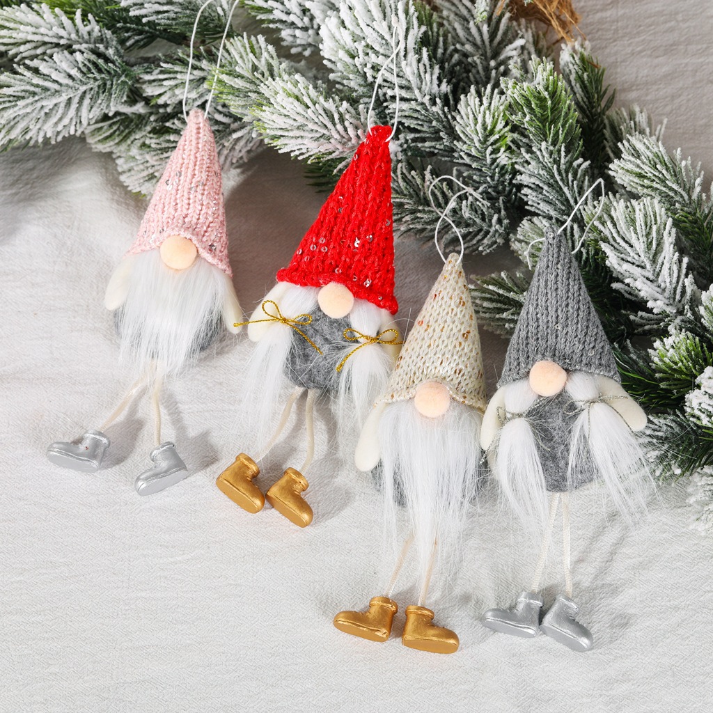 New Christmas Celebration Decoration Supplies Sequined Faceless Doll Hanging Leg Pendant Creative Forest Old Man Doll Pendant